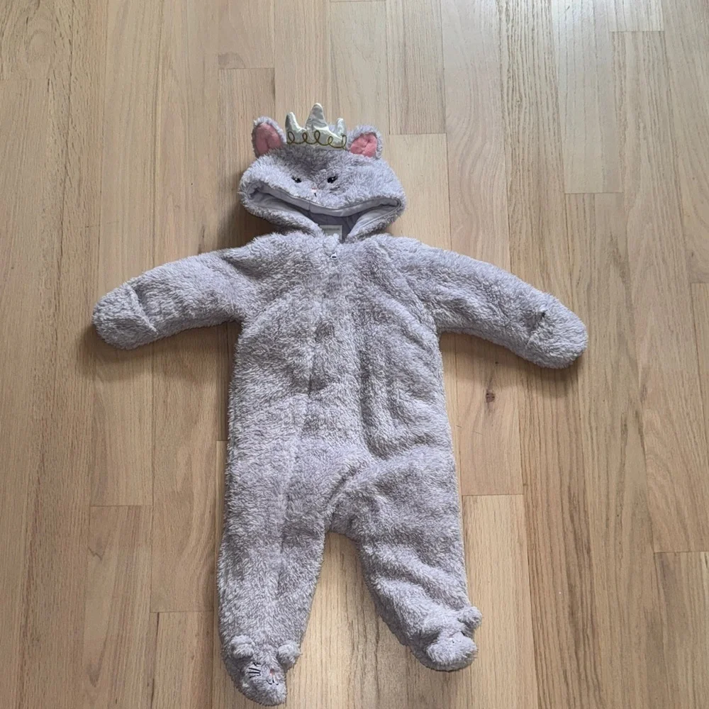 Cozy Gray Kids One Piece with Crown